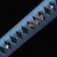 Handmade Samurai Katana | T10 Clay Tempered Blade with Choji Hamon | Wave Theme Brass Fittings | Deep Blue Speckled Saya Handmade Samurai Katana | T10 Clay Tempered Blade with Choji Hamon | Wave Theme Brass Fittings | Deep Blue Speckled Saya