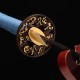 Handmade Samurai Katana | T10 Clay Tempered Blade with Choji Hamon | Wave Theme Brass Fittings | Deep Blue Speckled Saya Handmade Samurai Katana | T10 Clay Tempered Blade with Choji Hamon | Wave Theme Brass Fittings | Deep Blue Speckled Saya