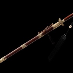 Chinese sword Jian high quality damascus folded steel peony swords straight full tang blade for sale