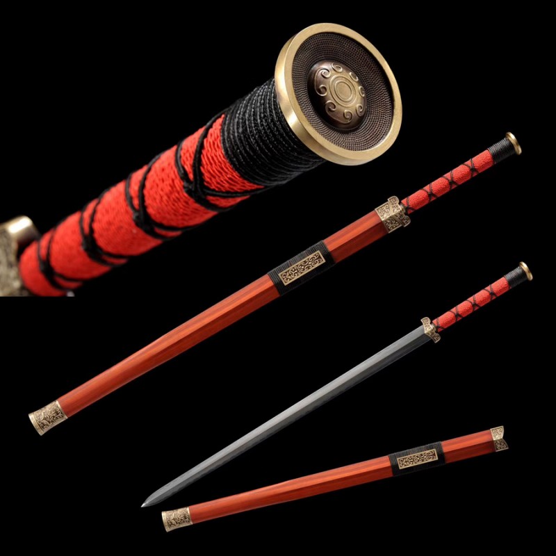 chinese Han Jian sword damascus folded carbon steel for sale straight