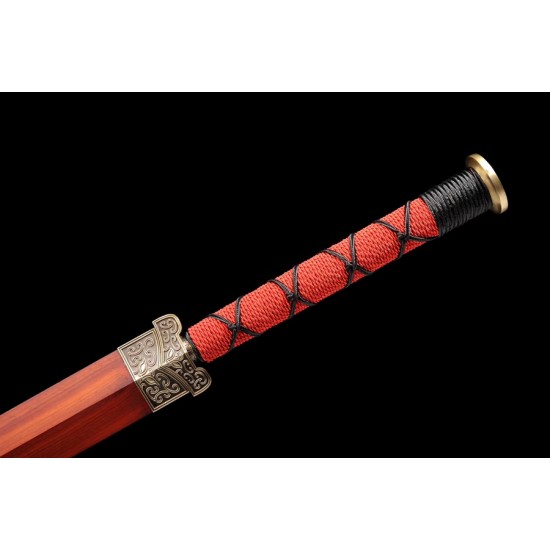 Chinese Han Jian sword damascus folded carbon steel for sale straight double edge blade