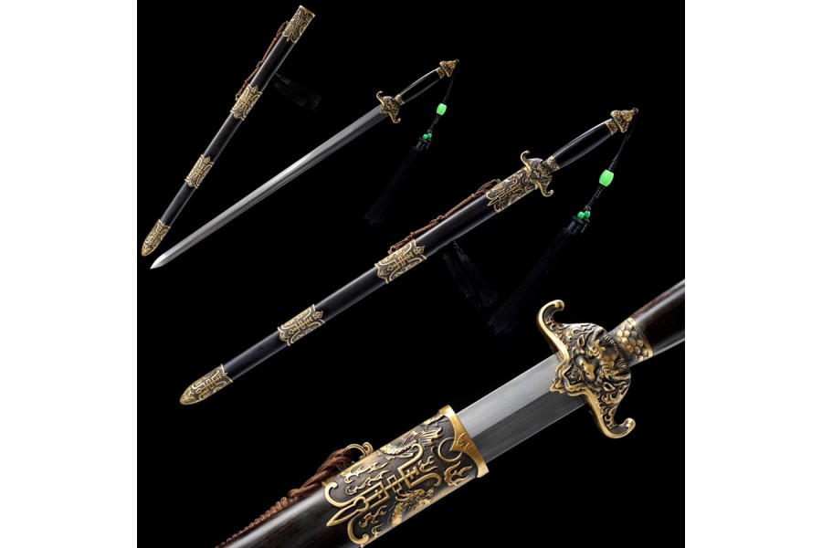 Chinese Sword "Tang Jian" Copper Fitting Sharp Blade Pattern Steel Handmade 劍 