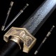 Chinese Ruyi Sword Jian Damascus Folded Steel Ebony Wood Sheath Full Tang Handmade
