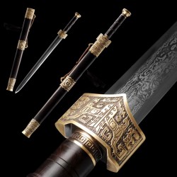 Chinese Sword Jian Folded Pattern Steel Pure Copper Guard Hand Forged Blade