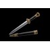 Short Jian Chinese Sword (Yudi jian) Folded Pattern Steel Ebony Scabbard Pure Copper Fitting
