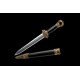 Short Jian Chinese Sword (Yudi jian) Folded Pattern Steel Ebony Scabbard Pure Copper Fitting