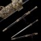 Dragon Phoenix Sword Antiqued Chinese Jian Brass Metal Guard 8-Side Folded Steel Blade