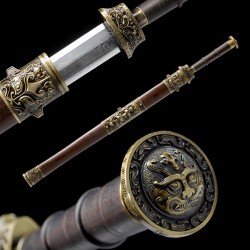 Chinese Sword Jian Damascus Folded Steel Blade Traditional Handmade