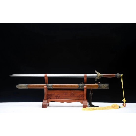 Chinese Sword Plum Blossom Jian Hand-Forged Damascus Folded Steel Blade