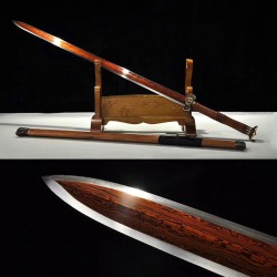 Chinese Jian Sword Damascus Folded Steel Red Blade traditional Handmade