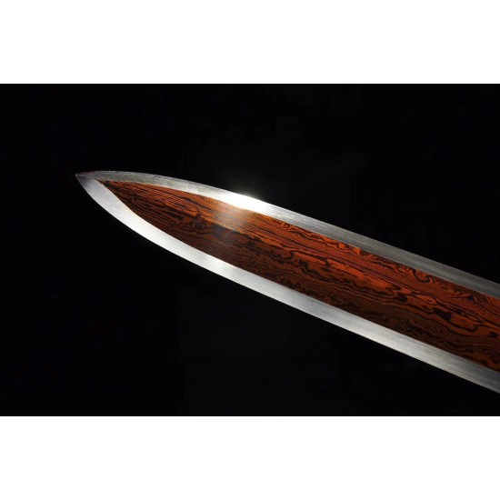 Chinese Jian Sword Damascus Folded Steel Red Blade traditional Handmade