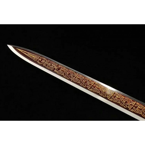 HAN JIAN Sword Chinese Sword Damascus Folded Steel Dragon Style Blade For Sale