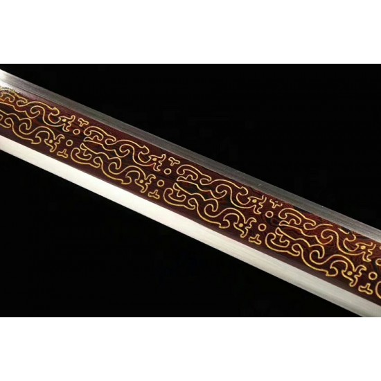 HAN JIAN Sword Chinese Sword Damascus Folded Steel Dragon Style Blade For Sale