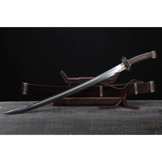 Chinese Dao Ming Dynasty Swords Three Colors Copper Folded Steel Clay Tempered Hazuya Polish