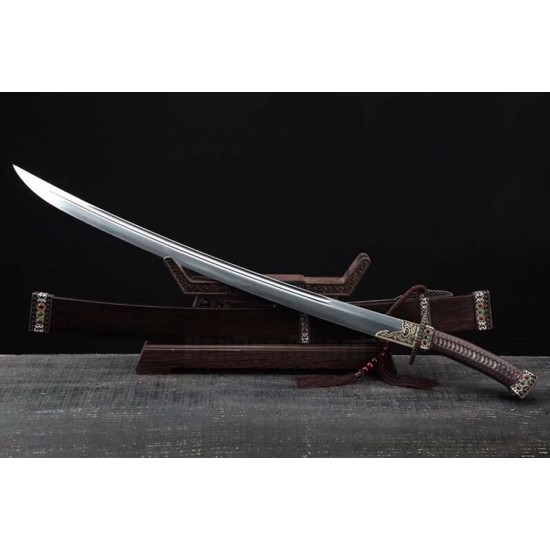 Chinese Dao Ming Dynasty Swords Three Colors Copper Folded Steel Clay Tempered Hazuya Polish