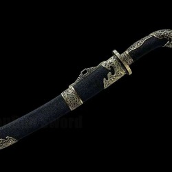 Qing Dao Chinese Sword Hazuya Polish Folded Steel Blade Real Stingray Skin Scabbard