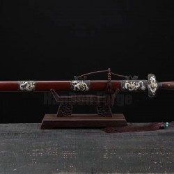 Dragon Jian Chinese Sword Hazuya Polish Blade Damascus Folded Steel