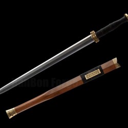 Chinese Goujian Sword Folded Steel Double Edged Blade Hand Carving Mountings