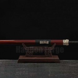 Xuanwu Han Jian Sword Chinese KungFu Folded Steel Blade Brass Mountings Rosewood Scabbard