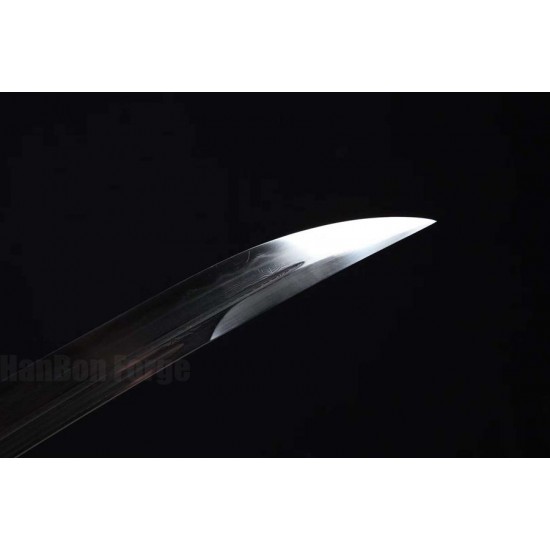 Dragon Dao Sword Chinese Damascus Steel Hazuya Polish Clay Tempered Blade Double-Hi