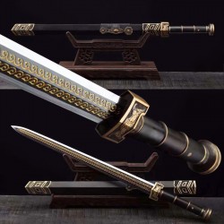 Ruyi Jian Chinese Sword Fire Pattern Blade Damascus Folded Steel Ebony Sheath