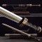 Ruyi Jian Chinese Sword Fire Pattern Blade Damascus Folded Steel Ebony Sheath