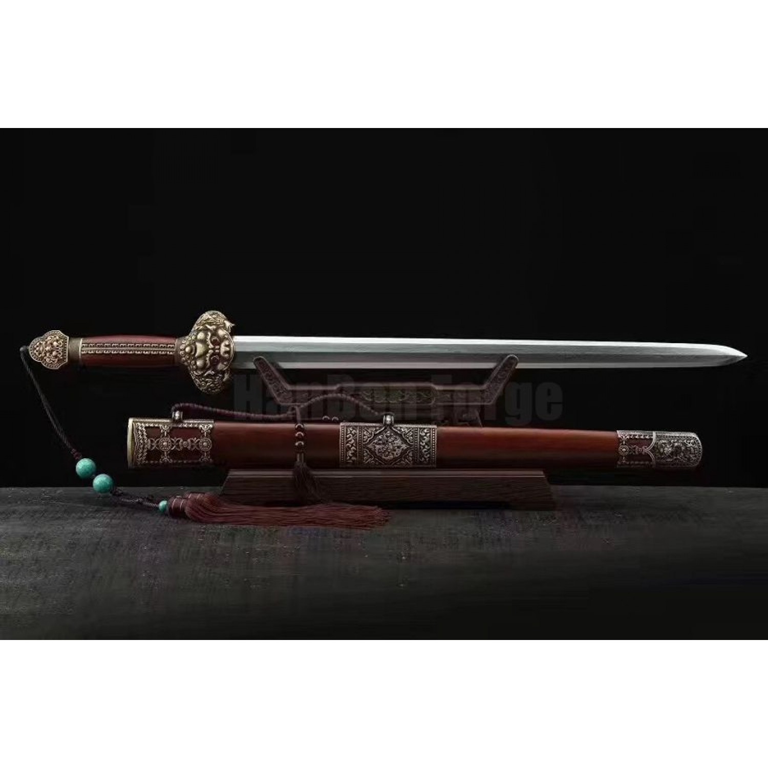 Yongle Jian Sword Replica - Clay Tempered Damascus Steel Blade | HanBon ...