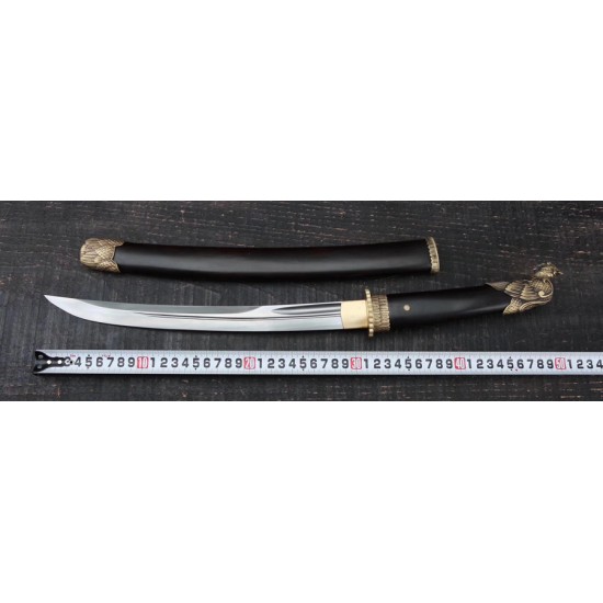Eagle Knife Chinese Dao Sword Damascus Folded Steel Clay Tempered Hazuya Polish Blade 