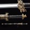 Chinese Jian Sword Damascus Folded Steel Blade Ebony Scabbard For Sale