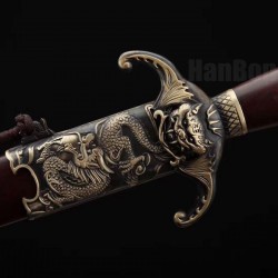 Chinese Sword Jian LEAPING THE DRAGON GATE 4-Sided Damascus Folded Steel Blade