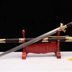 Handmade Jian Chinese Sword Damascus Steel Hazuya Polish Clay Tempered Blade 