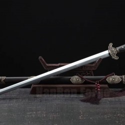 Genuine Dragon Sword Chinese Jian Damascus Steel Hazuya Polish Blade Clay Tempered 