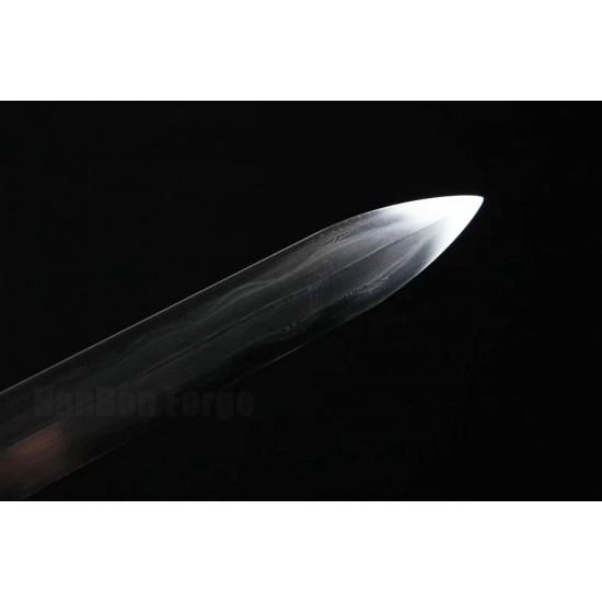Genuine Dragon Sword Chinese Jian Damascus Steel Hazuya Polish Blade Clay Tempered 