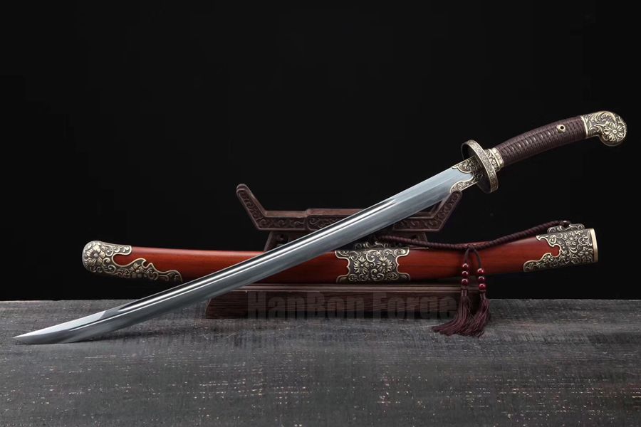 Chinese Sword Chrysanthemum Qing Dao Fine Hazuya Polish Damascus Steel