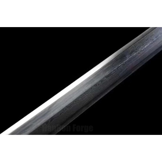 Famous Chinese Ganjiang Sword Jian Damascus Steel 12 Processes Hazuya Polish Blade