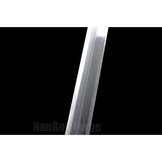 Famous Chinese Ganjiang Sword Jian Damascus Steel 12 Processes Hazuya Polish Blade