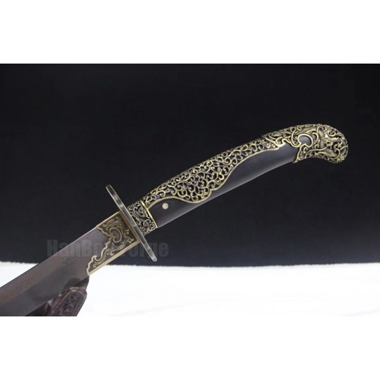 Dragon Dao Chinese Sword Sabre Clay Tempered Damascus Folded Steel Blade