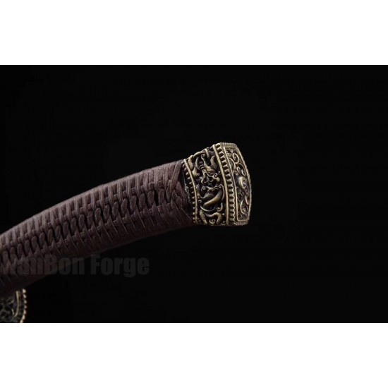 Qing Dao Chinese Sword Folded Steel Hazuya Polish Clay Temper Blade Genuine Rayskin Scabbard