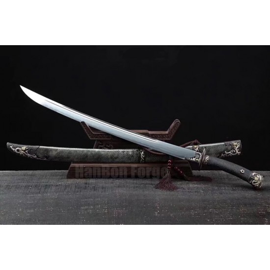 Dragon Dao Sword Chinese Sabre Folded Steel Hazuya Polish Blade Genuine Hamon