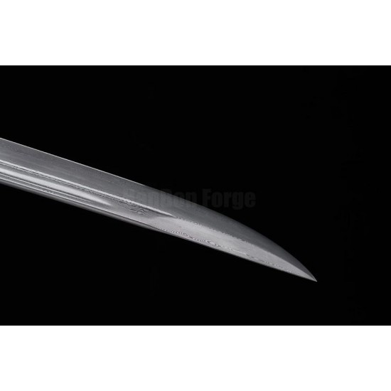 Qianlong Dragon Chinese Sword Dao Sabre Folded Steel Blade Ebony Scabbard