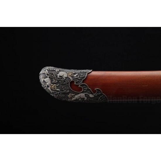 Kylin Dao Sword Chinese Sabre Tricolor Copper Fittings Folded Steel Hand Polishing Blade