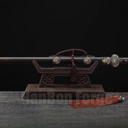 Chinese Sword Jian (仙福剑)  Tricolor Copper Damascus Folded Steel Hand Polish Blade