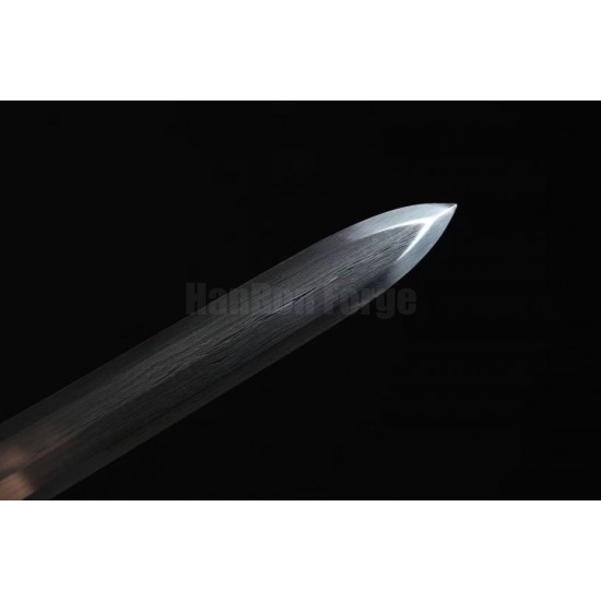 Chinese Sword Jian (仙福剑)  Tricolor Copper Damascus Folded Steel Hand Polish Blade