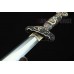 Chinese Dragon God Jian Sword Pattern Steel Clay Tempered Blade Brass Engraving Fittings
