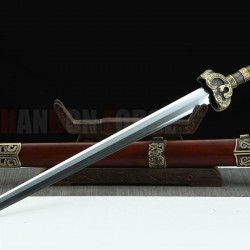 Chinese Juyuan Jian Sword Pattern Steel Clay Tempered Full Tang Straight Blade 