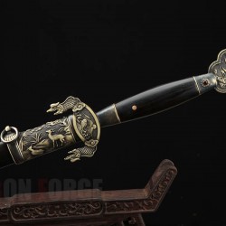 Chinese Xiangrui Jian Auspicious Sword Folded Pattern Steel Clay Tempered Full Blade