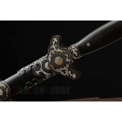 Tianhong Jian Chinese Sword Pattern Steel Eight Sides Blade Tricolor Brass Fittings