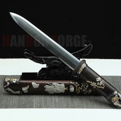 Chinese12 inches God Tang Dao Pattern Steel Blade Tricolor Brass Scabbard