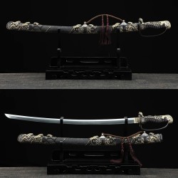 Hand Forged Japanese Saber fully rayskin saya clay tempered blade brass fittings