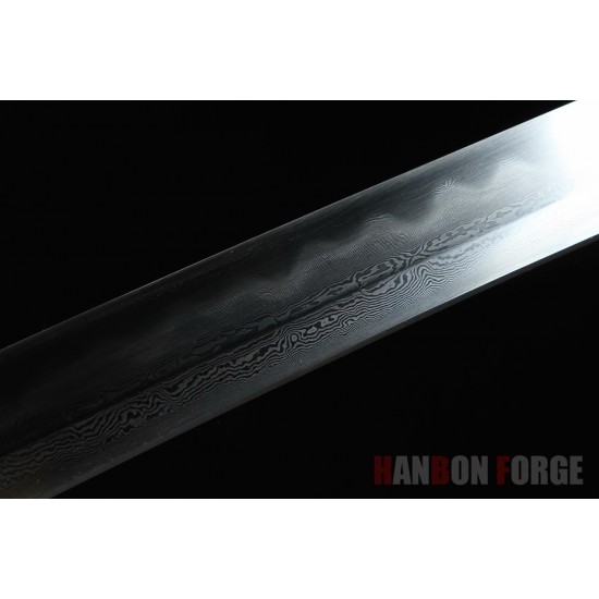 Hand Forged Japanese Saber fully rayskin saya clay tempered blade brass fittings